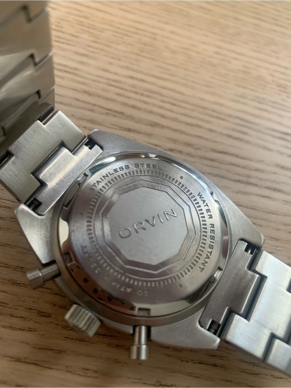 Orvin Racing Chronograph VK64 Watch - Silver with Red Accent